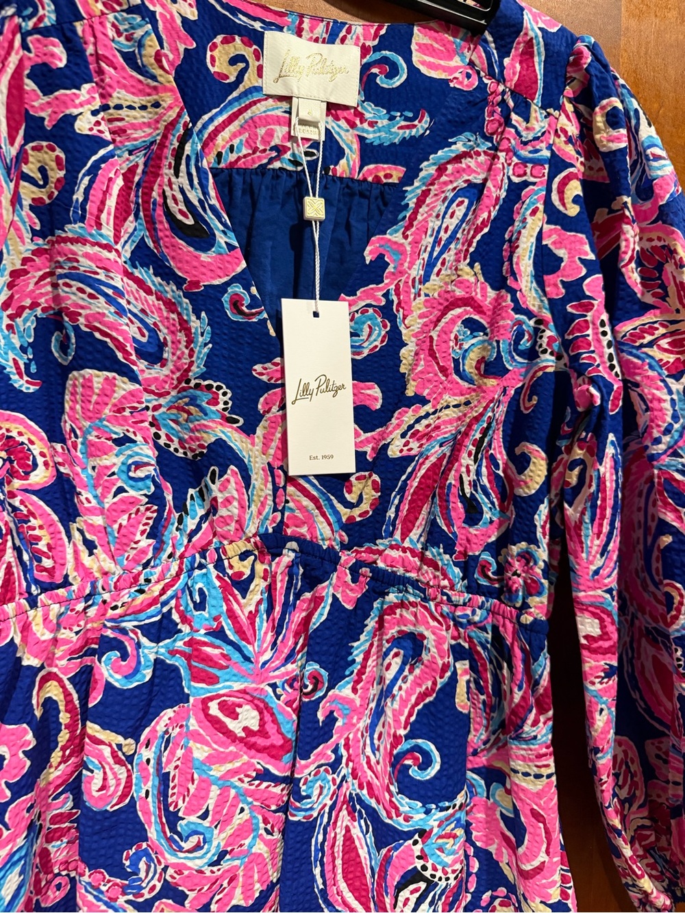 Lilly Pulitzer Navy, Hot Pink & Turquoise Paisley Tunic